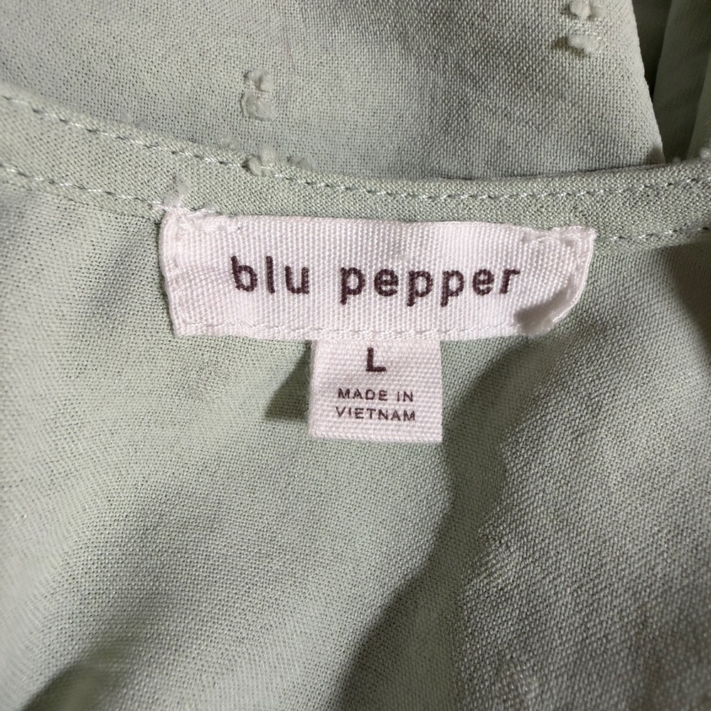 Blu Pepper Sage Green Cottagecore Babydoll Dress Boho Size L - Picture 9 of 9